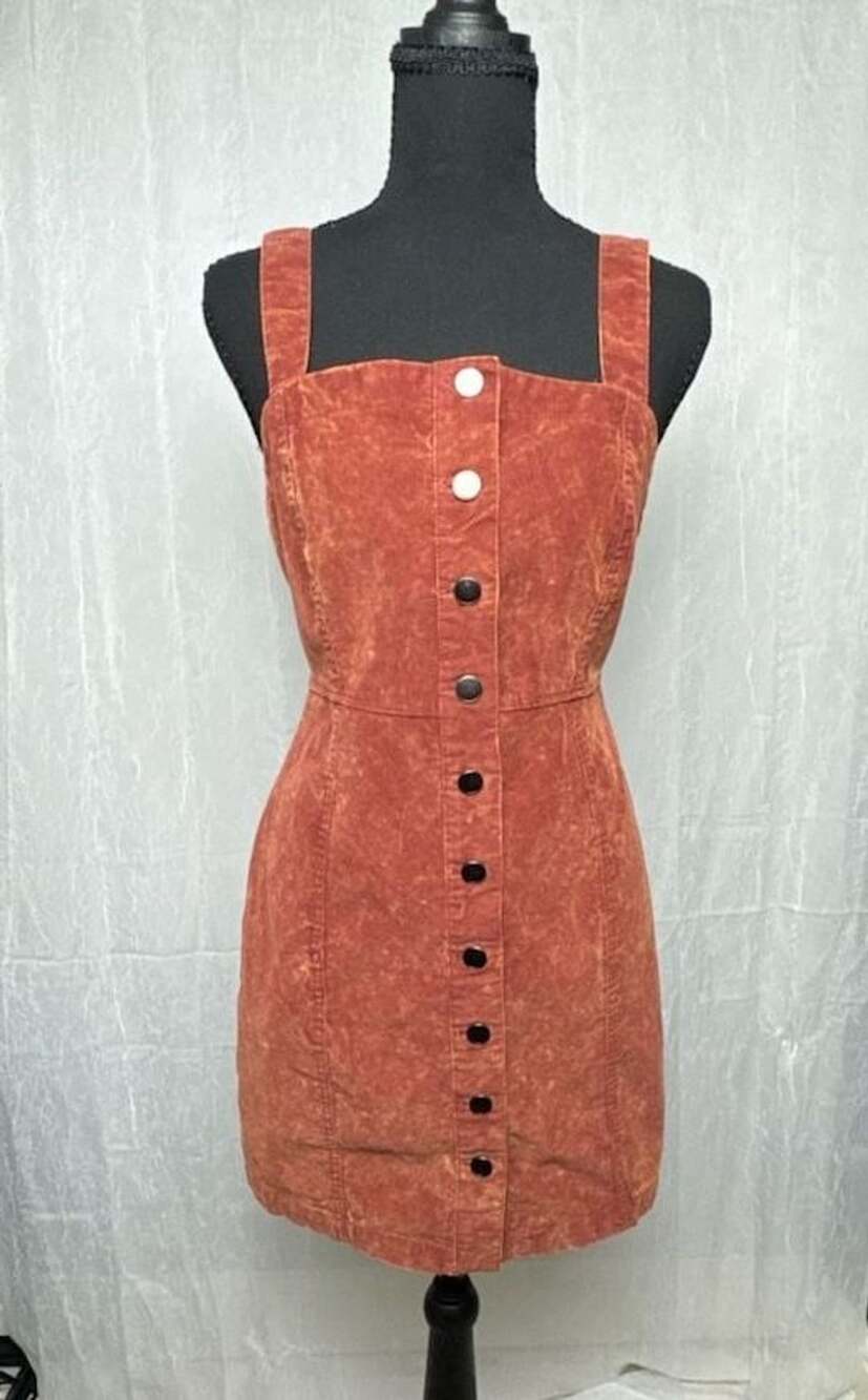 Aeropostale Corduroy Button-Front Dress Size M Rust Orange